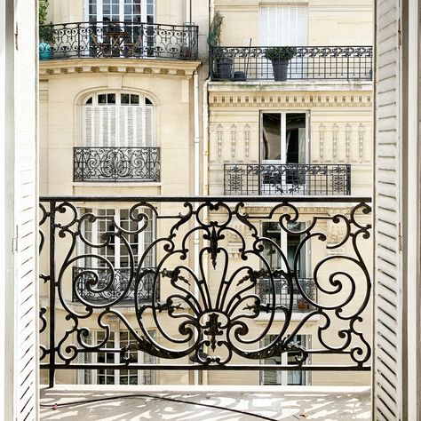 New Home and Studio in Paris Railing Design Balcony, Iron Staircase Railing, Parisian Balcony, Wrought Iron Balcony, Paris Balcony, Parisian Garden, French Balcony, Window Balcony, Juliet Balcony