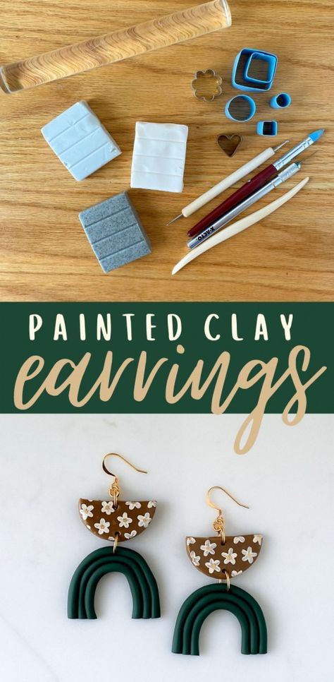 Diy painted clay earrings - Paint For Polymer Clay, Oven Bake Earrings, Paint On Clay Earrings, Homemade Clay Earrings Diy, Painted Clay Earrings Diy, Baking Clay Earrings, Polymer Clay Painted Earrings, Painting On Clay Earrings, Baking Polymer Clay Earrings