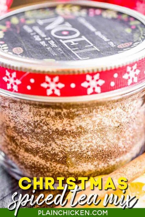 Christmas Spiced Tea Recipe, Christmas Tea Mix Recipe, Spice Tea Mix Recipe, Dry Tea Mixes, Instant Spiced Tea With Tang, Christmas Spiced Tea, Russian Spiced Tea Recipe, Spiced Tea With Tang Recipe, Chai Tea Mix In A Jar