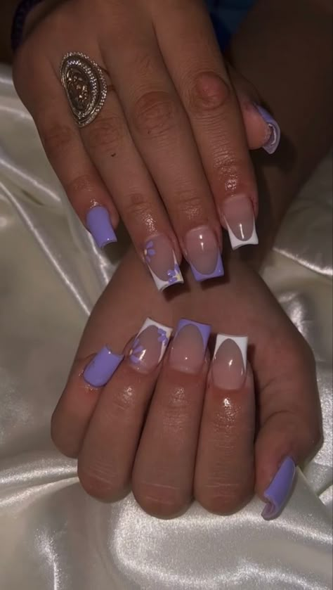 Short Square Acrylic Nails One Color, Cute Classy Acrylic Nails, Purple Back To School Nails, Multi Blue French Tip Nails, Really Short Nail Designs Simple, Bling Acrylic Nails Purple, Cute Purple Nail Ideas Short, Short Square Acrylic Nails Designs Blue, Back To School Nails 5th Grade