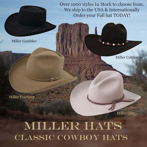 Classic Cowboy Hats Best Cowboy Hats, Fashion Props, Custom Cowboy Hats, Cowboy Action Shooting, Mens Cowboy Hats, Classic Cowboy, Tall Ship, Fedora Hats, Fall Hats