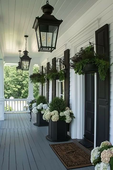 Southern Front Porch Ideas, Iron Railings Outdoor, Dreamy Backyard, House With Land, Summer Front Porch Decor, Backyard Renovation, Front Porch Decor Ideas, African House, Porch Colors