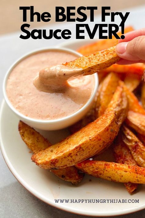 Dunk your fries and potato wedges in this delicious sauce! #sauce #frysauce #easyrecipe #frenchfries #potatowedges Best Fry Sauce, Pineapple Grill, Peaches Salad, Sweet Potato Fries Dipping Sauce, Peach Grilled, Grilled Fruit Dessert, Grill Pineapple, Grilled Potato Recipes, Grilled Sides