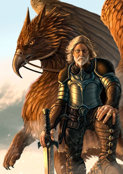 Medium Armor, Dragon Rider, Fantasy Setting, An Eagle, Mythological Creatures, Mystical Creatures, Arte Fantasy, Fantasy Warrior, Animal Companions