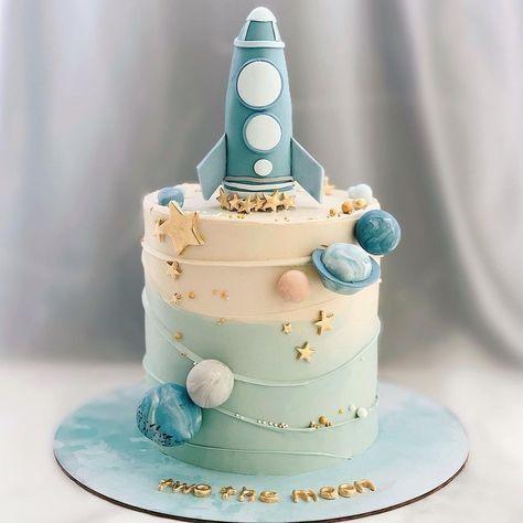 // s p a c e Outer Space 1st Birthday Cake, Second Trip Around The Sun, Astronaut Bday Cake, Spaceship First Birthday, Space Cake First Birthday, Space Second Birthday, First Birthday Cake Space, Out Of This World Birthday Cake, Space Bday Cake