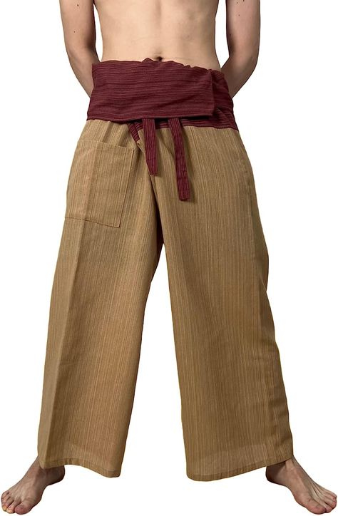 Amazon.com : SUMALEE - 2 Tone Thai Fisherman Pants for Men & Women Trousers Perfect for Yoga, Martial Arts, Pirate, Medieval, Japanese Samurai Pantalones : Clothing, Shoes & Jewelry Japanese Style Pants, Island Reference, Medieval Pants, Pantalon Thai, Medieval Japanese, Sarong Pants, Outfit Homme, Martial Arts Clothing, Samurai Pants