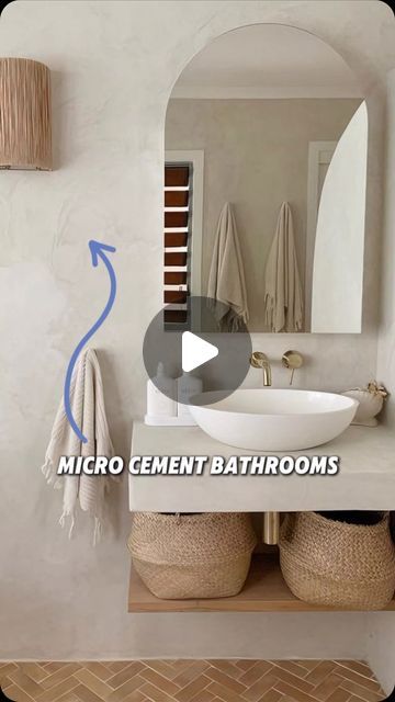 Cement Walls Bathroom, Micro Cement Bathroom Ideas, Micro Cement Vanity, Microcrete Bathroom, No Tile Bathroom, Cement Bathrooms, Micro Concrete Bathroom, Cemcrete Bathroom, Micro Cement Wall