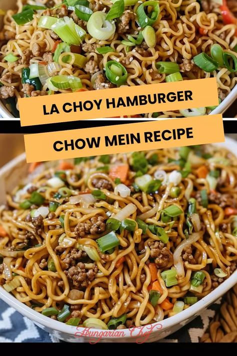 La Choy Hamburger Chow Mein Recipe – Hungarian Chef La Choy Recipes, La Choy Chow Mein Noodles Recipes, Hamburger Chow Mein Recipe, Hamburger Chow Mein, Side Dishes Beans, Noddle Recipes, Bean Sprout Recipes, Beef Chow Mein, Meatball Dishes