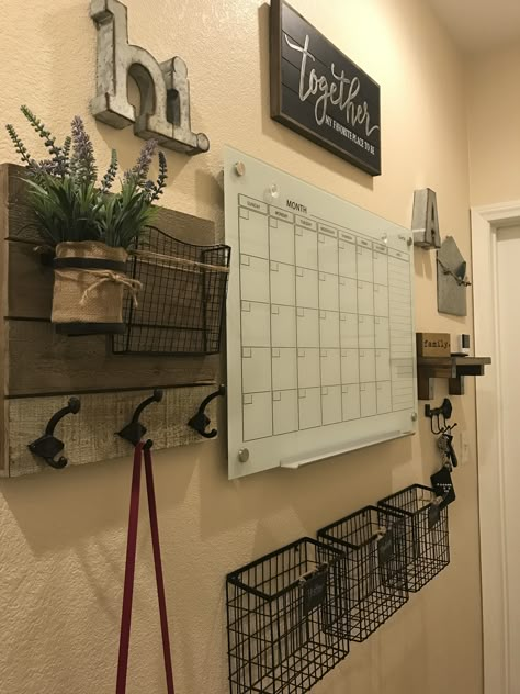 Home Control Center, Corner Command Center, Farmhouse Mail Organizer, Command Center And Drop Zone, Message Center Wall, Calendar Area Home Organization Station, Family Wall Organization Center Ideas, Mail Area In Home, Garage Command Center