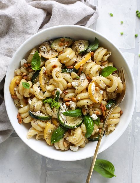 Summer Squash Pasta Skillet with Brown Butter and Goat Cheese Summer Squash Pasta, Summer Pasta Recipes, Pasta Skillet, Pastas Recipes, Skillet Pasta, Squash Pasta, Favorite Dinner, Summer Recipes Dinner, Summer Squash