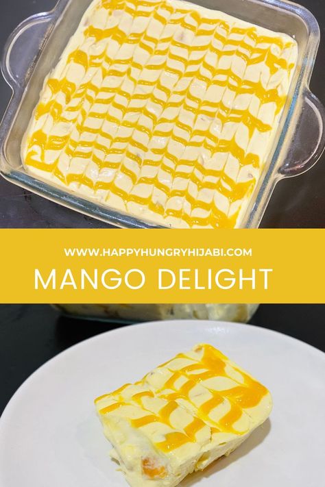 This creamy mango delight is an easy dessert and comes together in minutes. You will love it #mangodelight #mangorecipes #mango #mangodelightrecipe #easymangorecipes #mangorecipes #mangodesserts #dessertsmango #nobakedessert Easy Mango Recipes, Mango Pudding Recipe, Mango Delight, Mango Dessert Recipes, Mango Pudding, Mango Dessert, Mango Cake, Mango Recipes, Pudding Recipe