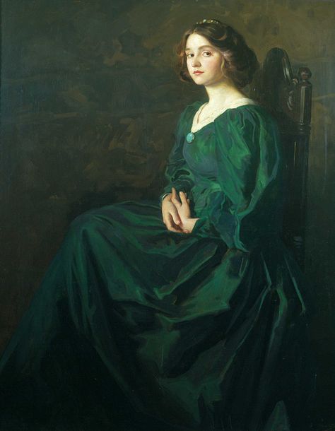 "The Green Gown" (19th or 20th century) Thomas Edwin Mostyn | Flickr - Photo Sharing! Istoria Artei, Jan Van Eyck, Green Gown, Pre Raphaelite, Classic Paintings, Art Uk, Old Paintings, Green Decor, Classical Art