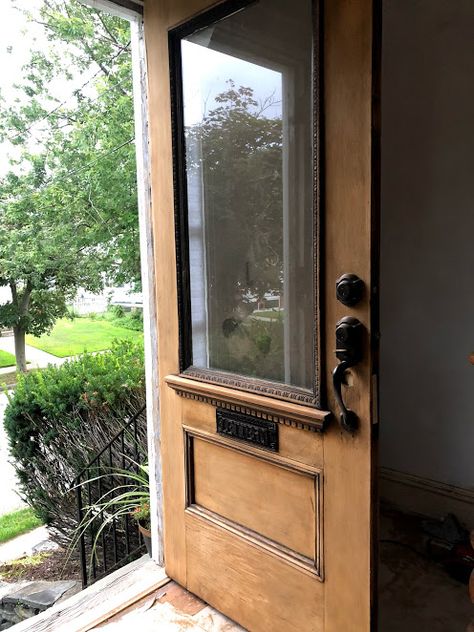 Dressing Up a Drab Front Door and Keeping the Charm of an Older Home Victorian Front Porch, Craftsman Front Door, Inside Front Door, Green Exterior House Colors, Victorian Front Doors, Cottage Front Doors, Front Door Lighting, Folk Victorian, Victorian Door