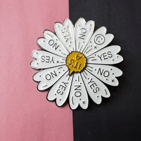 Spinning Yes or No Enamel Pin, Wheel Enamel Pin, Spinning Daisy Enamel Pin, Rotating Pins, Daisy Pin, Lapel Pin Pin Wheel, Product Inspiration, Pin Ideas, Yes Or No, Cute Pins, Pinback Buttons, Pin Badges, Lapel Pin, Pin Collection