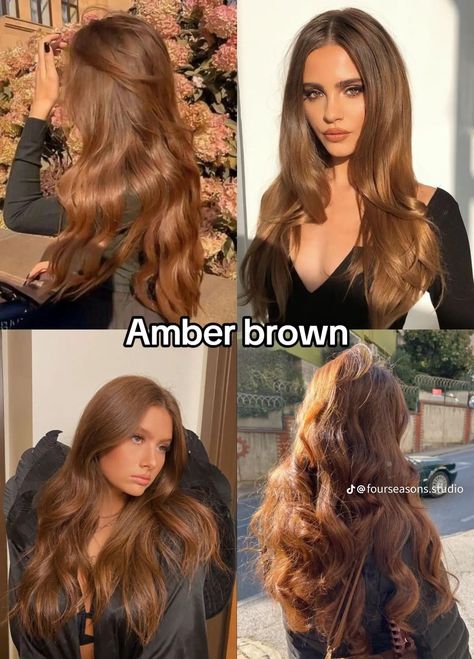 Amber Brown Hair, Amber Hair Colors, Cinnamon Hair Colors, Caramel Brown Hair, Warm Hair Color, Warm Brown Hair, Amber Hair, Cinnamon Hair, Color Seasons