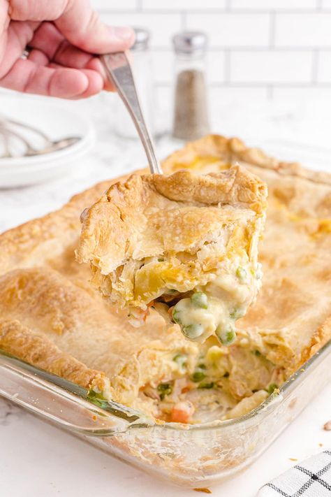 Chicken Pot Pie Bake hero image 9x13 Chicken Pot Pie, Chicken Pot Pie 9x13 Pan, Dinner Recipes Chicken Pot Pie, Quick Dinner Recipes Chicken, Pillsbury Chicken Pot Pie, Sheet Pan Chicken Pot Pie, Chicken Pot Pie Bake, Pot Pie Bake, Pot Pie Recipe Easy