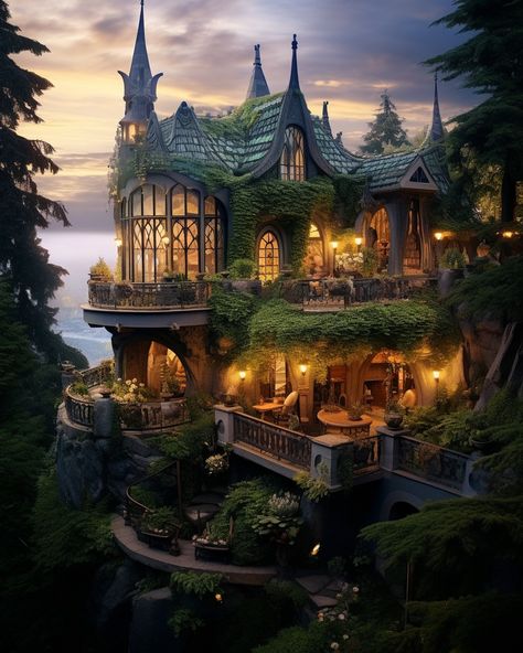 Cottage Castle, Enchanted House, Fantasy Houses, Mansion Exterior, Fairytale House, Dream Fantasy, Fantasy Land, Fantasy Homes, Castle House