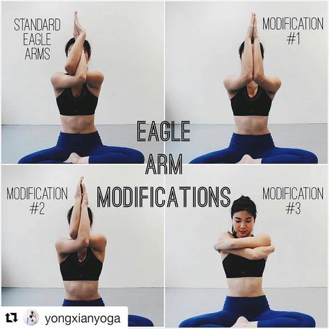 Yoga Alignment Tips&Tutorials on Instagram: “🐥 Garudasana ↔ Eagle Pose on 👉@yogaalignment . . #yogapractice with @yongxianyoga 👈 ・・・ EAGLE ARM MODIFICATIONS // Getting into eagle arms…” Yoga For Shoulders, Eagle Pose Yoga, Arm Yoga, Eagle Pose, Yoga Goals, Dynamic Stretching, Yoga Teaching, Office Yoga, Yoga Online