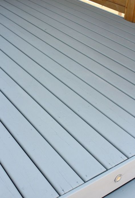 Our deck makeover is underway! Come check out the new Chelsea Gray stain and find out what's holding up our backyard transformation now. Gray Deck Stain, Painted Decks Colors Ideas, Deck Colors Ideas Paint, Wood Deck Colors, Grey Deck Stain, Deck Colours, Deck Skirt, Gray Deck, Deck Paint Colors