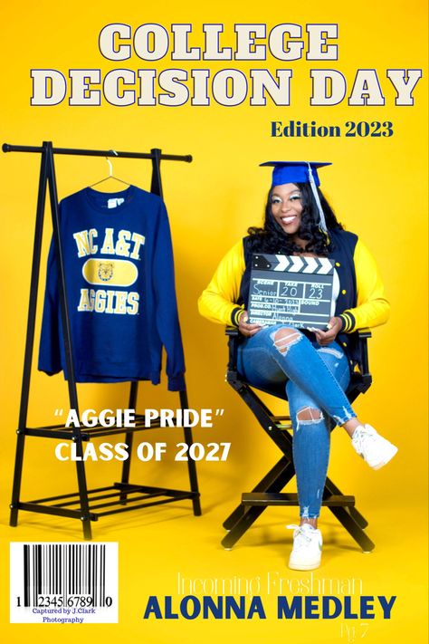 College Decision Day Photoshoot Idea NC A&T Uncg Grad Pics, Decision Day Photoshoot Ideas, Nc A&t, Ncat Aggies Decision Day, College Decision Day Photoshoot, College Announcement Photoshoot, Decision Day College Pictures, College Decision Pictures, Grad School Announcement