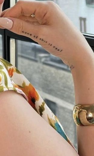 Dove Cameron Tattoo, Thumb Tattoos, Classy Tattoos, Fall Mood, Wrist Tattoo, Piercing Ideas, Dove Cameron, Wrist Tattoos, A J