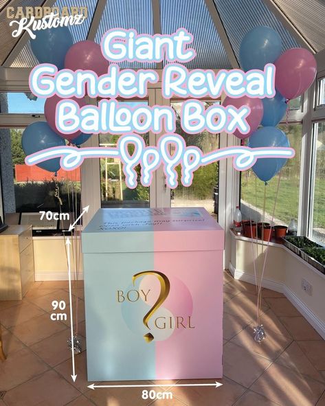 This Giant Balloon Box which is  80cm long x 70cm wide and 90cm tall is ideal gender reveal prop
The box comes to you box comes flat packed for ease of transit to the venue and is easily assembled ready for you to add your balloons of choice to suit the occasion
## Balloons not included## Can Bearly Wait Gender Reveal, Bearly Wait Gender Reveal, Baby Reveal Cakes, Gender Reveal Box, Cardboard Ideas, Letter Lights, Neutral Party, Giant Balloon, Baby Photo Frames