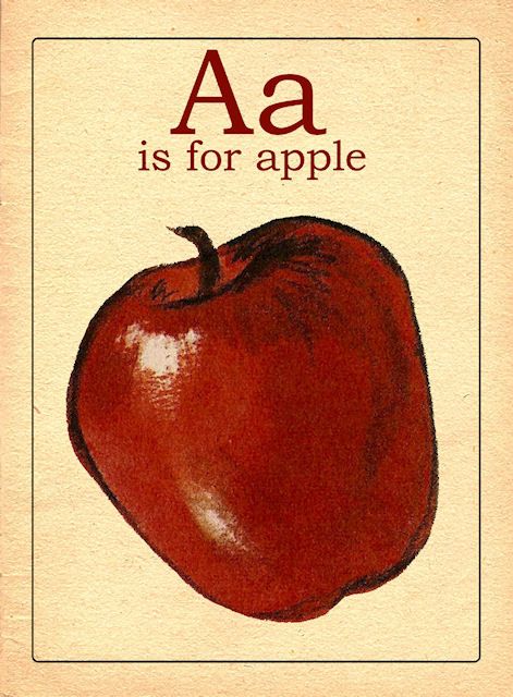 A Is For Apple, Alphabet Flash Cards, Vintage Alphabet, Alfabet Letters, Vintage Flash, Apple Of My Eye, Alphabet Cards, Alphabet Flashcards, An Apple A Day