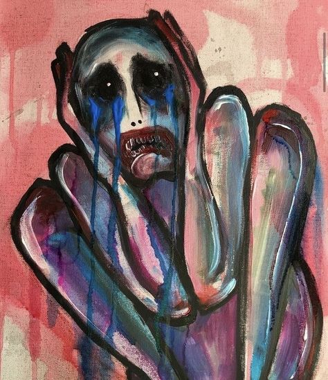 Weird Art Aesthetic, Rage Painting, Fear Painting, Unsettling Art, Arte Peculiar, Soyut Sanat Tabloları, Grunge Art, Dark Art Drawings, Arte Sketchbook