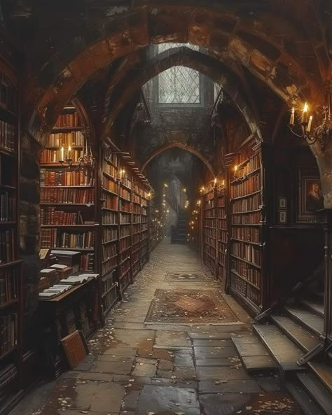 Cool Libraries, Fantasy Academy, Old Money Interior Design, Old Money Interior, Dungeon Aesthetic, Fantasy Rooms, Old Library, Dream Library, Library Aesthetic