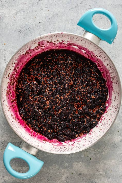 Homemade Mulberry Jam No Pectin. Easy to make and so tasty on toasted bread. #mulberryjam #jamrecipe #nopectinjam #mulberies Mulberry Jam Recipe, Mulberry Jam, Toasted Bread, Jam Recipe, Jam Recipes, Fruit Recipes, 3 Ingredients, Enjoy It, Yogurt