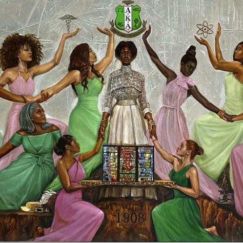 "The One" by artist, Kevin WAK Williams commissioned by Alpha Kappa Alpha Sorority, Inc. Aka Artwork, Alpha Kappa Alpha Sorority Paraphernalia, Sorority Art, Alpha Woman, Skee Wee, Aka Sorority, Divine 9, Disney Couture, Alpha Kappa Alpha Sorority