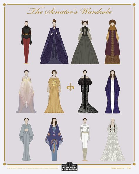 Star Wars Celebration Anaheim 2022 Art Show Revealed | StarWars.com Padme Costume, Star Wars Print, Star Wars Dress, Star Wars Padme, Queen Amidala, Han And Leia, 2022 Art, Star Wars Fashion, Star Wars Halloween