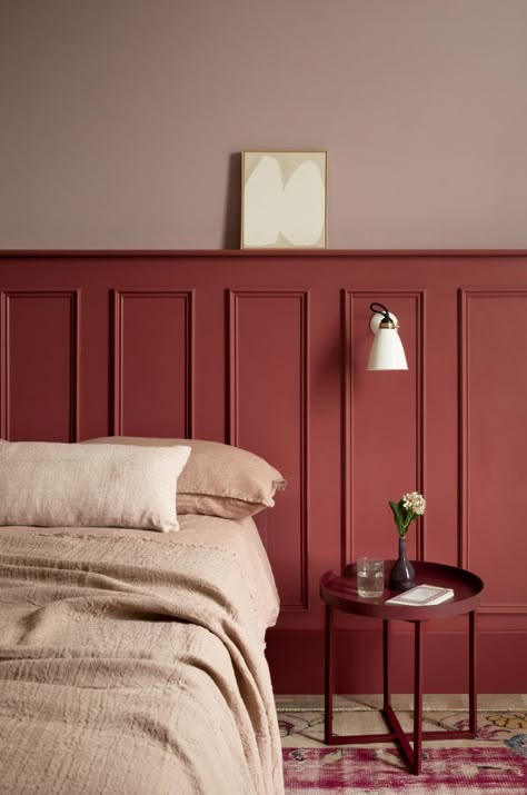 Paint And Paper Library, Board And Batten Wall, Bedroom Red, Paint Paper, Woman Bedroom, Painted Walls, Red Walls, Bedroom Paint, Bedroom Colors