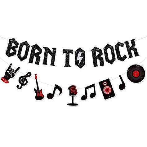 Rock And Roll Theme Party, Rock And Roll Party Decorations, Festa Rock Roll, Rock And Roll Party, Rock And Roll Birthday Party, Rock Baby Showers, Record Wall Decor, Banners Music, Rockstar Party