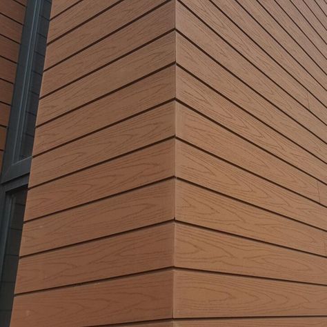 Wpc Exterior Cladding, Pvc Wall Panels Designs Outdoor, Outdoor Wall Panelling, Pvc Wooden Wall Panels Designs, External Wall Cladding House Exteriors, Outdoor Wall Cladding Ideas, Wpc Exterior Design, Outdoor Panel Wall, Wall Cladding Designs Exterior