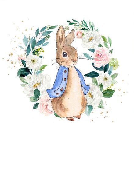 Invite Card Design, First Birthday Invites, Peter Rabbit Illustration, Rabbit Png, Rabbit Wreath, Peter Rabbit Party, Peter Rabbit And Friends, Rabbit Illustration, Invite Card