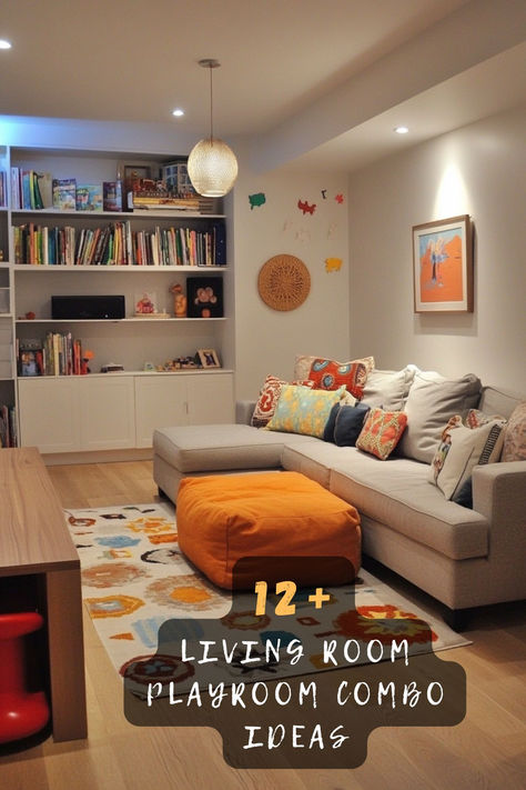 Tired of toys taking over your living room? These 12 creative ideas will help you design a space that’s perfect for play and relaxation. Click now for all the details! 🎨✨🛋️ #LivingRoomPlayroom #FamilySpaces #OrganizedHomes #StylishAndFunctional #InteriorInspo #HomeDesignGoals #PlayroomIdeas Fireplace Playroom Ideas, Family Playroom Design, Toy Room In Living Room, Toy Room With Couch, Playpen In Small Living Room, Lounge Playroom Family Rooms, Large Living Room Layout With Play Area, Playroom Ideas For Small Spaces, Living Room With Play Area Layout