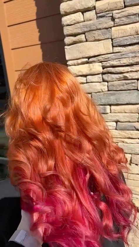 Red Hair Dye Colors, Starfire Costume, Soft Long Hair, Orange Hair Dye, Ginger Hair Dyed, Pink And Orange Hair, Monster High Girls, Fire Theme, Peekaboo Hair Colors