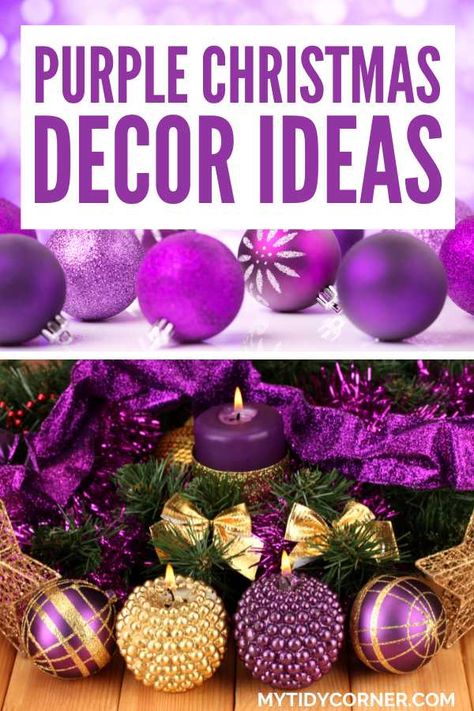 Purple Christmas decorations ideas. Purple Christmas Decor, Purple Christmas Decorations, Purple Christmas Ornaments, Purple Christmas Lights, Festive Decor Ideas, Christmas Styles, Purple Christmas Tree, Faux Christmas, Decorations Bedroom