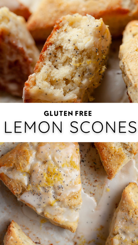 These Gluten Free Lemon Poppyseed Scones are bursting with zesty citrus flavor, perfect for breakfast or a delightful afternoon snack. Gluten Free Lemon Poppyseed Scones, Wheat Free Scones, Scone Gluten Free, Gluten Free Lemon Scones Recipe, Gf Lemon Poppyseed Muffins, Gluten And Dairy Free Scones, Quick Lunch Recipes Gluten Free, Gf Breakfast Pastries, Healthy Scones Recipe Clean Eating