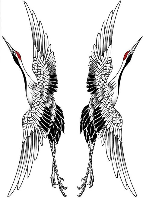 Tiger And Crane Tattoo, Crane And Tiger Tattoo, Black Crane Tattoo, Japanese Heron Tattoo, Shoebill Stork Tattoo, Crane Tattoo Arm, Asian Back Tattoo, Japanese Crane Tattoo Design, Crane Tattoo Design