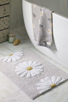 Bath Mats | Shower & Pedestal Mats | Next Official Site Rug Tufting, Buy Sofa, Cotton Bath Mats, Daisy Design, Punch Needle Patterns, Punch Needle Embroidery, Bath Or Shower, Needle Punch, Shower Mat