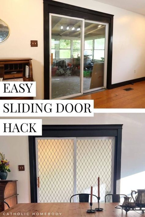 Diy Sliding Glass Door, Glass Door Makeover, Sliding Glass Door Makeover, Sliding Door Coverings, Sliding Patio Screen Door, Sliding Glass Door Coverings, Glass Door Coverings, Patio Door Coverings, Door Covering