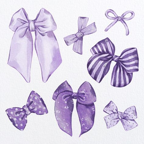 Purple bows💜 I used my own Bundle of Brushes for Procreate. This Watercolor clipart available in my Etsy shop with discount! Also, you can find other sets and Procreate tools there. Check it out. Click the link in bio. Purple Bow Aesthetic, Purple Cute Aesthetic, Lavender Purple Aesthetic, Purple Graphic Design, Iphone Wallpaer, Purple Clipart, Purple Coquette, Procreate Tools, Purple Board