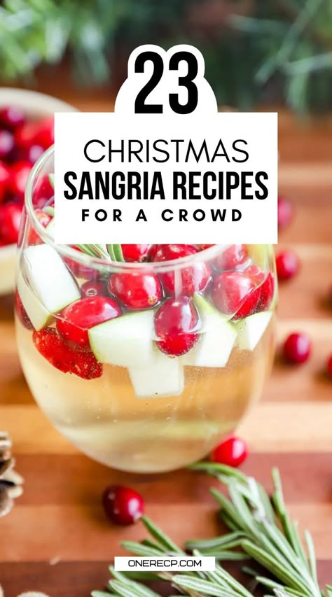 Impress your holiday guests with 23 Christmas Sangria recipes perfect for a crowd! Easy to make and packed with festive flavors—visit our site for all the details! 🍷🎄👥 Christmas Party Cocktails For A Crowd, Sangria Drinks Recipes, Xmas Sangria, Christmas Drinks For A Crowd, Christmas Alcoholic Drinks For A Crowd, Sangria For A Crowd Parties, Party Sangria Recipes For A Crowd, Easy Sangria, Christmas Sangria Recipes Easy