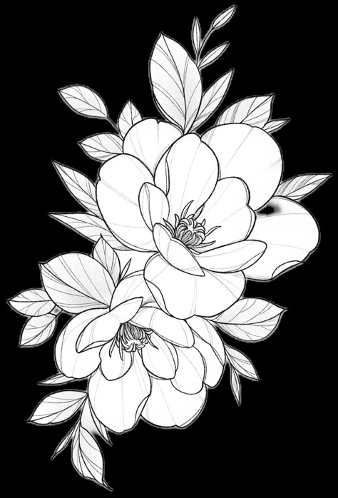 Floral Drawing Design, Poppy Flower Drawing, Flower Tattoo Stencils, Poppy Flower Tattoo, Peony Drawing, Flower Bouquet Tattoo, Traditional Tattoo Flowers, Poppy Drawing, Poppies Tattoo