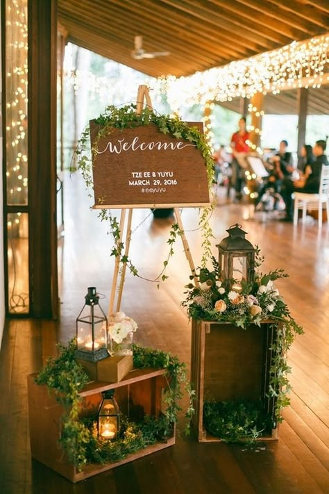 wedding welcome sign for reception entrance decorations Wedding Reception Entrance, Reception Entrance, Greenery Wedding Decor, Rustic Wedding Decorations, Budget Friendly Wedding, Wedding Entrance, Wedding Checklist, Wedding Cake Designs, Summer Weddings