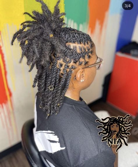 Ropes Locs Style, Loc Styles Medium Short, Loc Styles For Woman, Loc Styles Half Up Half Down Barrel Twist, Barrel Twist Locs Women Half Up Half Down, Barrel Twist And Two Strand Locs, Men 2 Strand Twist Styles, Half Up Loc Styles For Women, Started Locs Styles Women