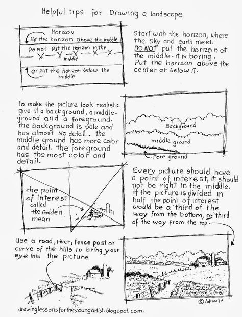 Helpful Tips for Drawing Landscape Worksheet. Foreground Middleground Background, Map Skills Worksheets, Tips For Drawing, Map Worksheets, Geometry Worksheets, Map Skills, Kids Worksheets Printables, Drawing Conclusions, Drawing Exercises