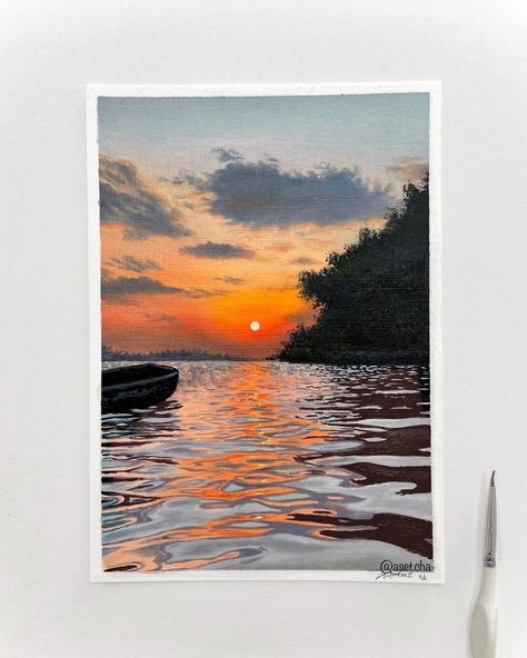 Sunset Paintings, Sunshine Art, Sunset Canvas Painting, Beach Art Painting, Sky Art Painting, Canvas Art Projects, Canvas Drawings, Canvas Painting Landscape, Canvas Painting Designs